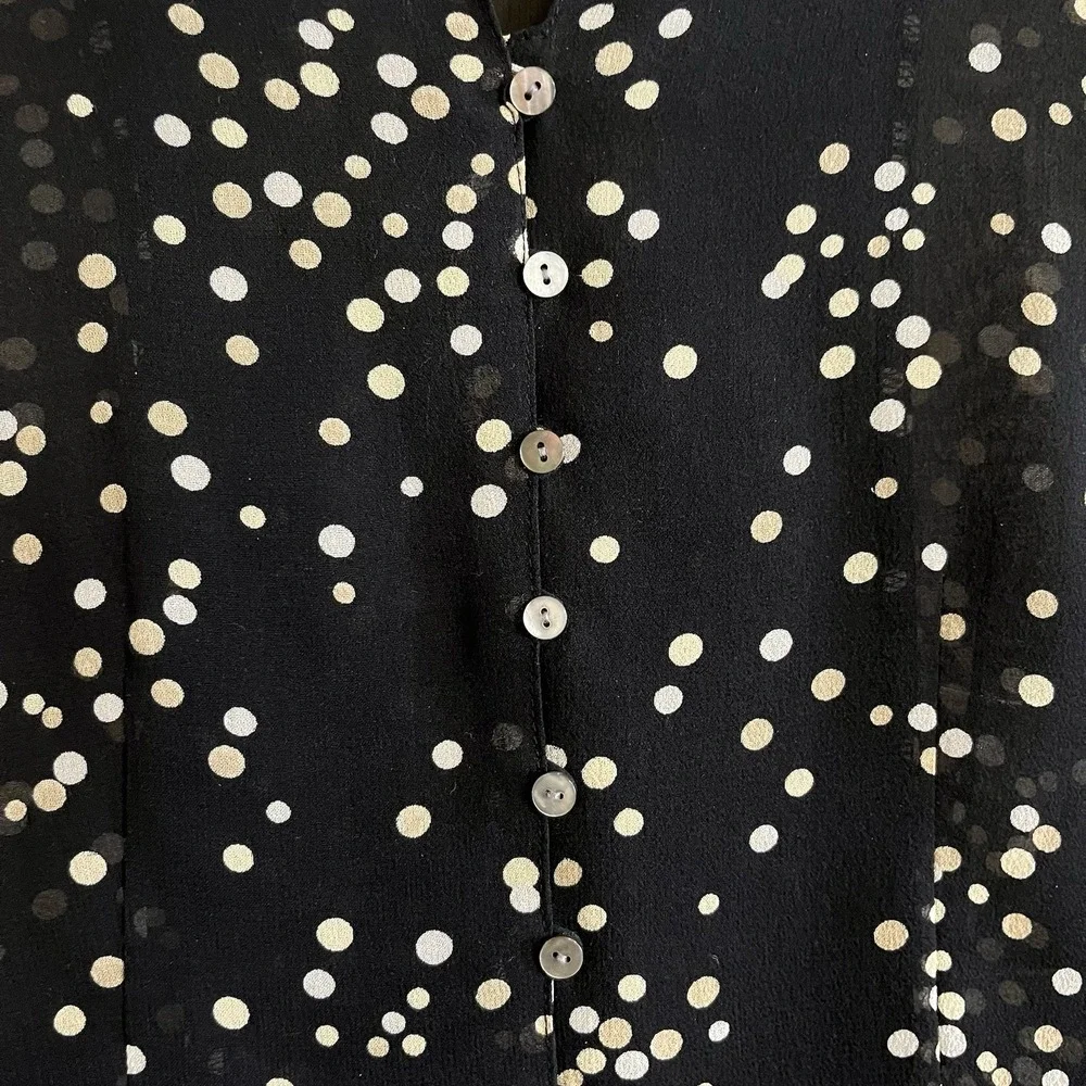 Valerie Stevens 100% Silk 2 Piece Maxi Skirt Set Petite S Sheer Polka Dot Career
